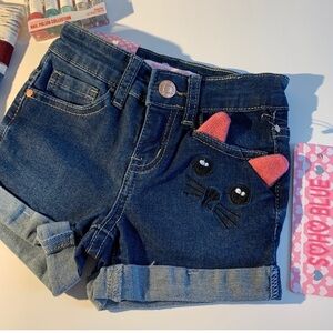 Blue and Pink Jeans with Cat Design